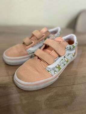 Vans Old Skool V Kids Unicorn Christmas Tree Peach Velcro Sneakers